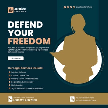 Social media post for law Firm service and law consultation web banner, social media square flyer or lawyer consultation template design vector