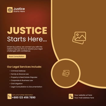 Law firm social media post, banner, ads template, lawyer web banner, law consultation services social media square flyer or poster template vector