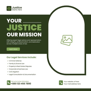 Social media posts for law firm services and law consulting square flyer or web banner template design, law consultation web banner vector