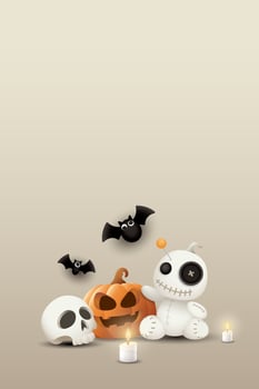 Halloween decorations with pumpkin and skull vector