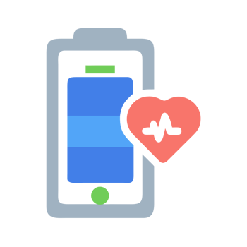 Battery health indicator with heart isolated on a transparent background pulse png
