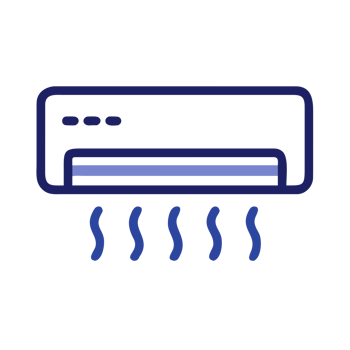 Blue air conditioner blowing cool air isolated on a transparent background png