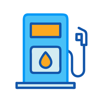 Blue fuel pump with orange drop isolated on a transparent background station liquid png