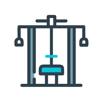 Gym machine with blue accents isolated on a transparent background exercise equipment png