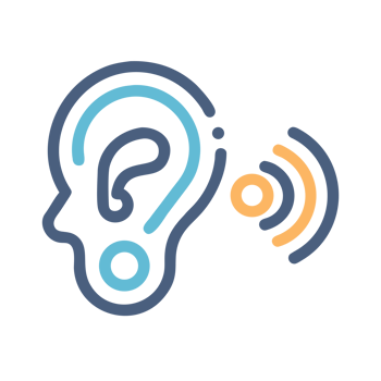 Human ear receiving sound waves isolated on a transparent background listening audio png