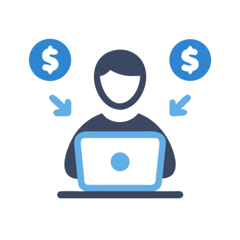 Person laptop money exchange isolated on a transparent background dollar png