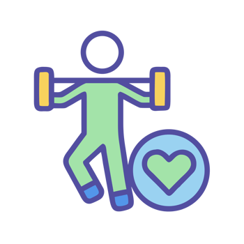Person lifting weights with heart isolated on a transparent background health png