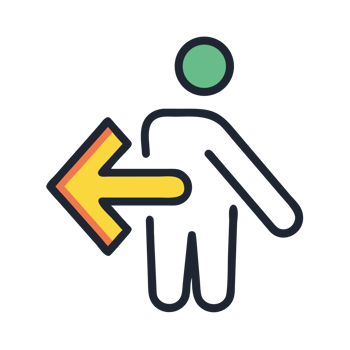 Person with left arrow isolated on a transparent background direction symbol png