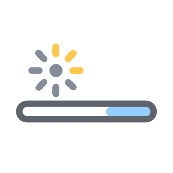 Progress bar with spinning sun icon isolated on a transparent background loading png