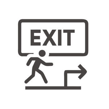 Running person exit sign isolated on a transparent background symbol png