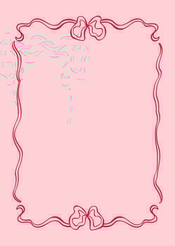 Decorative ribbon frame with pastel bow, elegant round border. Great for invitation, label, packaging, Valentines and birthday postcard. Flat elegant illustration in feminine romantic style. vector