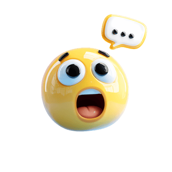 Shocked Emoji with Speech Bubble Yellow Face on transparent background png