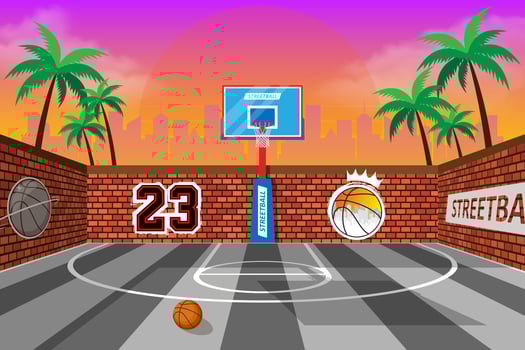 Empty cool basketball court in city scene vector