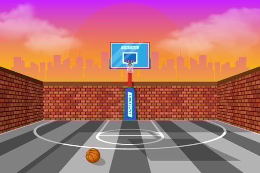 Empty basketball court in city scene vector