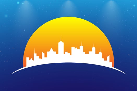 Cityscape with sun illustration vector