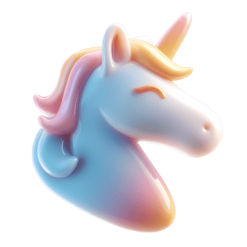 Pastel Colored Unicorn Head with Closed Eyes on transparent background png