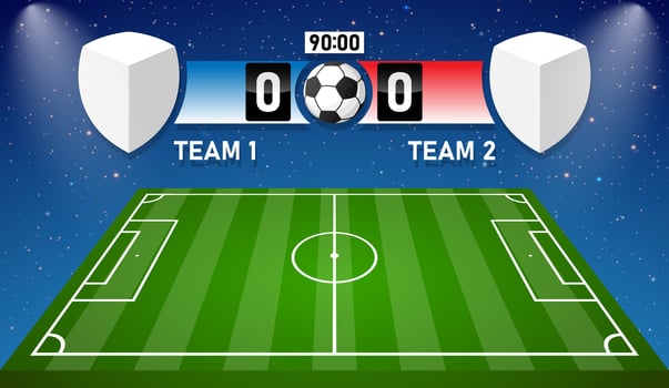 Soccer football stadium cool spotlight and scoreboard background vector