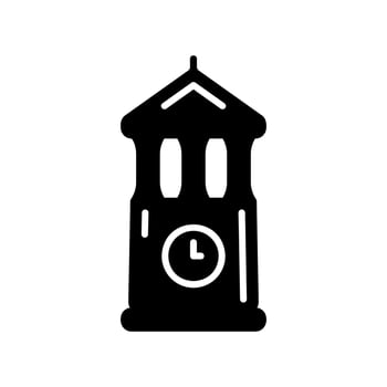Architectural Clock Tower Building Glyph Icon vector