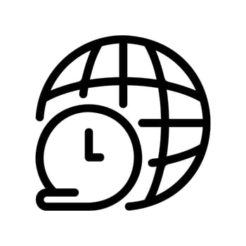 Global Communication Time Icon with Globe and Chat Bubble Clock vector