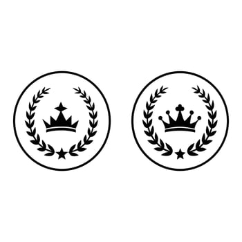 Two royal crowns with laurel wreaths silhouette isolated on white background vector