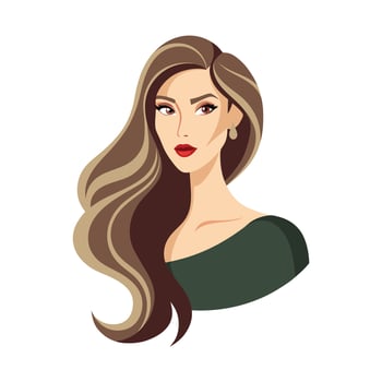 Elegant Strands Woman Hair Illustration Art on White Canvas vector