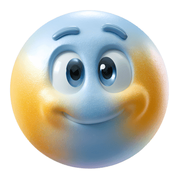 Cute Smiling Emoji with Blue and Yellow Tones on transparent background png