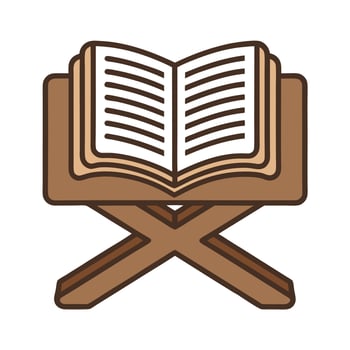 Wooden Book Holder with Open Book Isolated for Religious Cultural or Learning Use vector