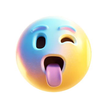 Colorful Emoji Sticking Out Tongue and Winking on transparent background png