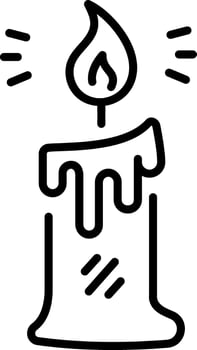An outline style icon depicting melting candle vector