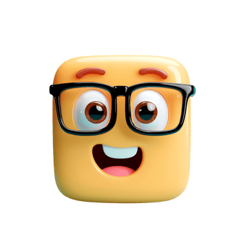Smiling Cartoon Nerd Face with Glasses on transparent background png