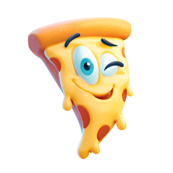 Cartoon Pizza Slice Character with Winking Expression on transparent background png