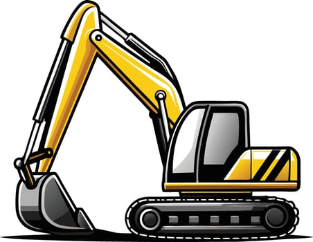 Construction Equipment Illustration of Yellow Excavator for Building or Engineering vector