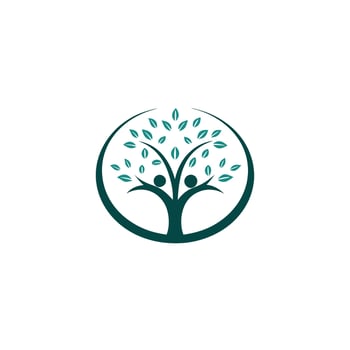 Tree of life with people figures logo vector