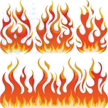 Set of stylized fire elements isolated on white background vector