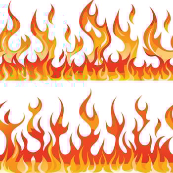 Stylized fire flames border isolated on white background vector