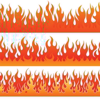 Three distinct fire border designs with vibrant orange flames vector