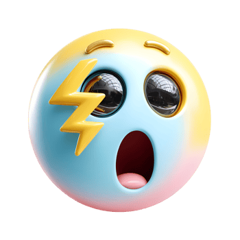 Shocked Emoji with Lightning Bolt on Forehead on transparent background png