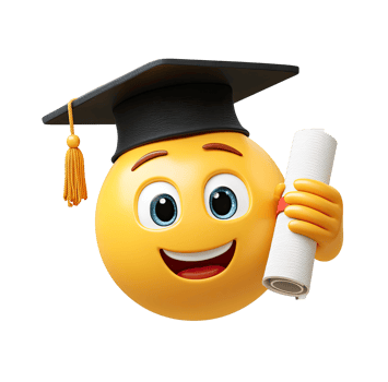Graduation Emoji with Diploma and Thumbs Up on transparent background png