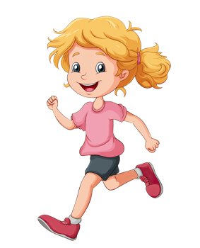 Happy Cartoon Girl Running Illustration on transparent background cute png