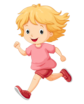 Cartoon Girl Running and Smiling Happily on transparent background png