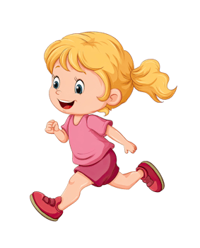 Cartoon Girl Running with Blonde Hair and Pink Outfit on transparent background png