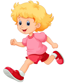 Cartoon Girl Running Cheerfully with Blonde Hair on transparent background png