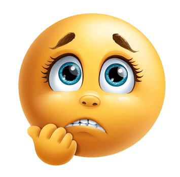 Worried Emoji with Big Eyes Biting Nail on transparent background png