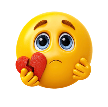Sad Emoji Holding a Broken Heart on transparent background png
