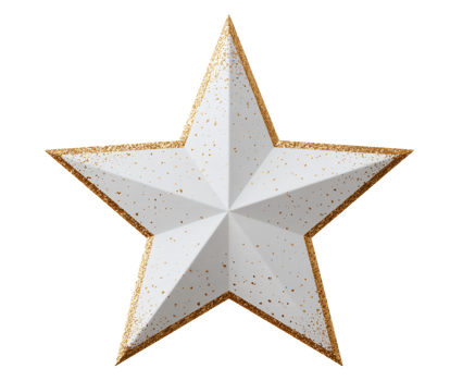 White Star with Gold Border and Glittering Texture png