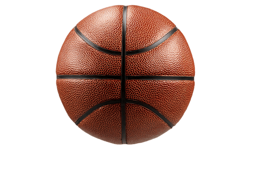 Classic orange basketball close up shot showing texture and lines png