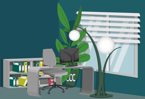 Stylish home office with plants and a desk vector