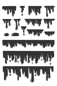 Dripping melted honey drops, sweet splash collection. Golden flow liquid syrup, healthy fluid vector
