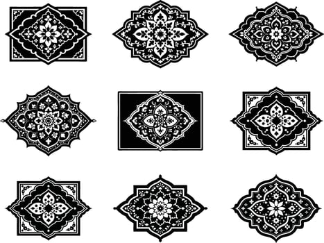 Set of black and white ornamental design elements vector
