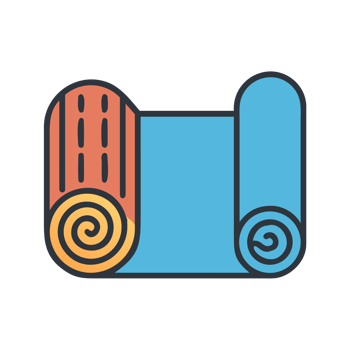 Blue and orange rolled yoga mat isolated on a transparent background exercise png